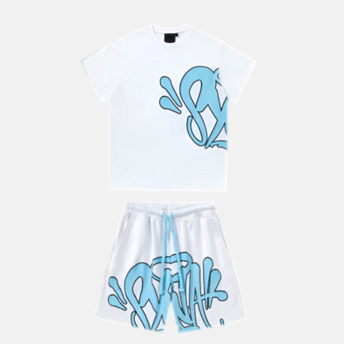 T-shirt & Shorts Logo Set - Blue & White