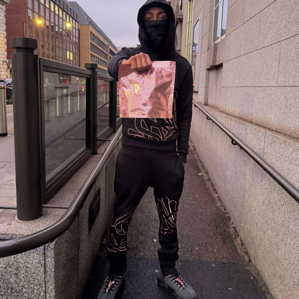 World Logo Slice Tracksuit - Black / Rose Gold