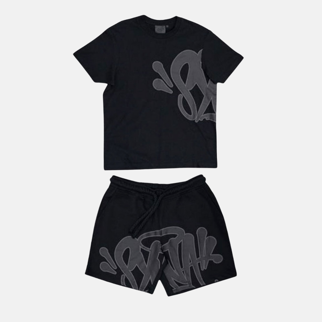 T-shirt & Shorts Logo Set - Black/Grey